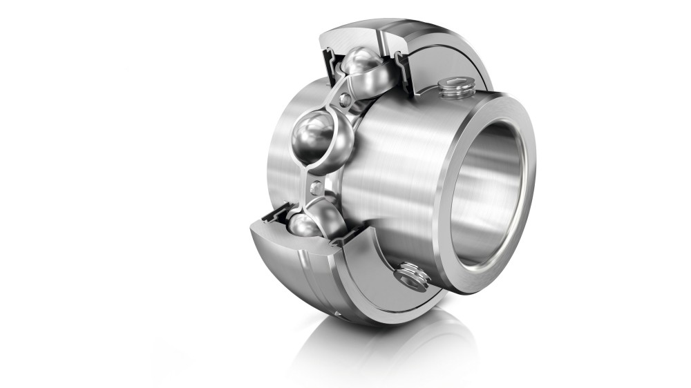Cutaway view of Schaeffler’s stainless-steel radial insert ball bearing