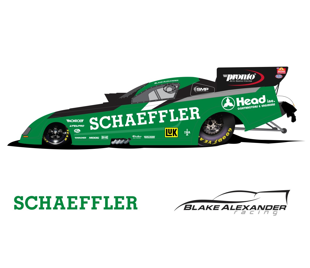 Schaeffler Unveils Blake Alexander's Wrapped Car for debut at NHRA
